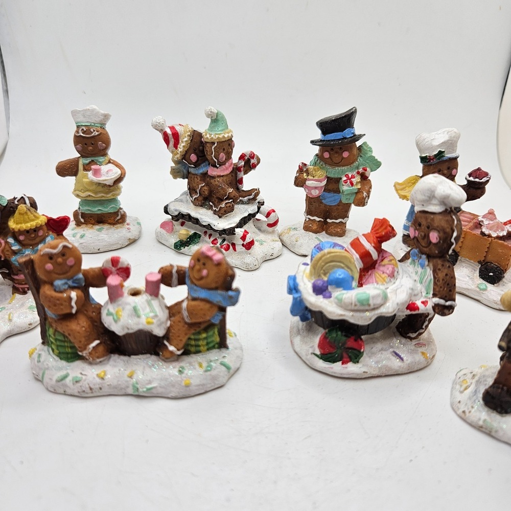 VTG Lot 8 Gingerbread Christmas Village Figurines Candy Bakers Family Miniatures